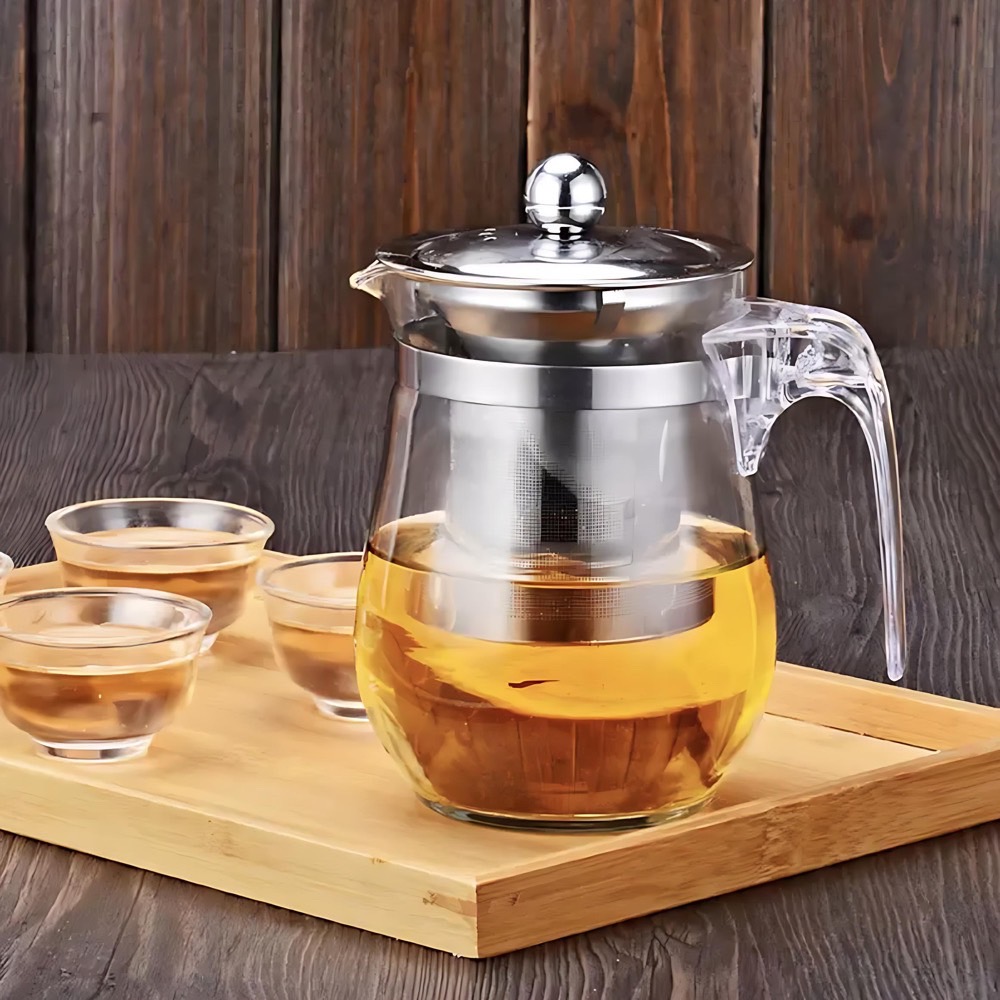 玻璃泡茶壺900ML 不鏽鋼濾網茶壺玻璃茶壺(茶壺茶具茶壺泡茶壺)