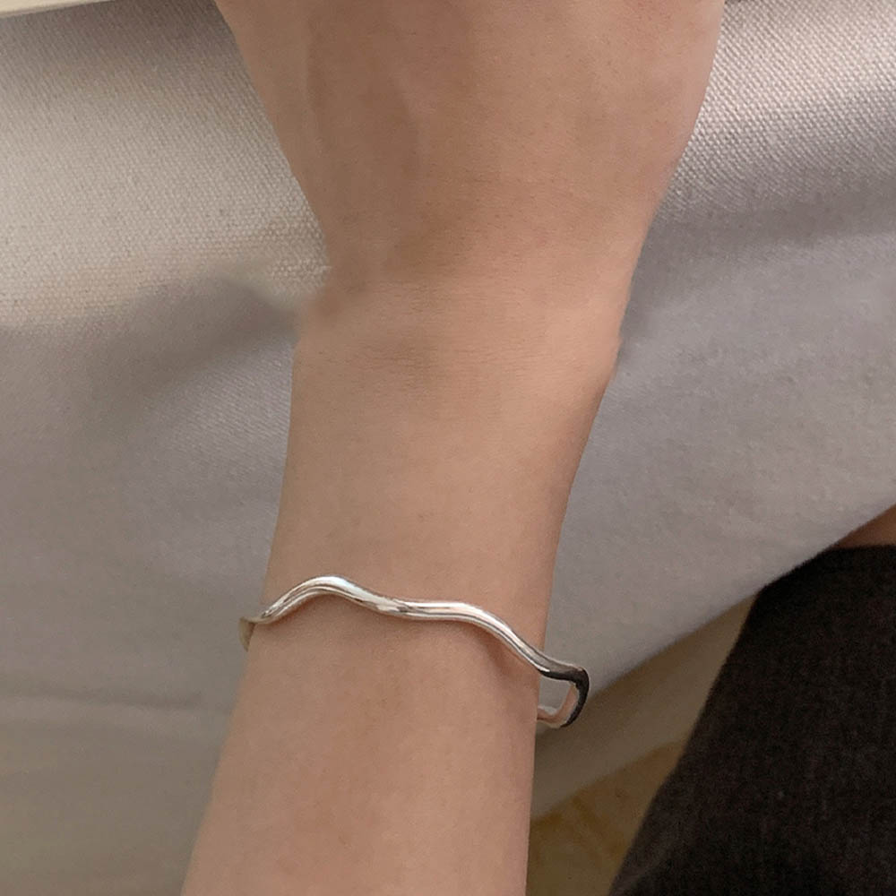 Rencontre 重工！小波浪純銀手鐲(韓國純銀手鍊純銀手鍊)