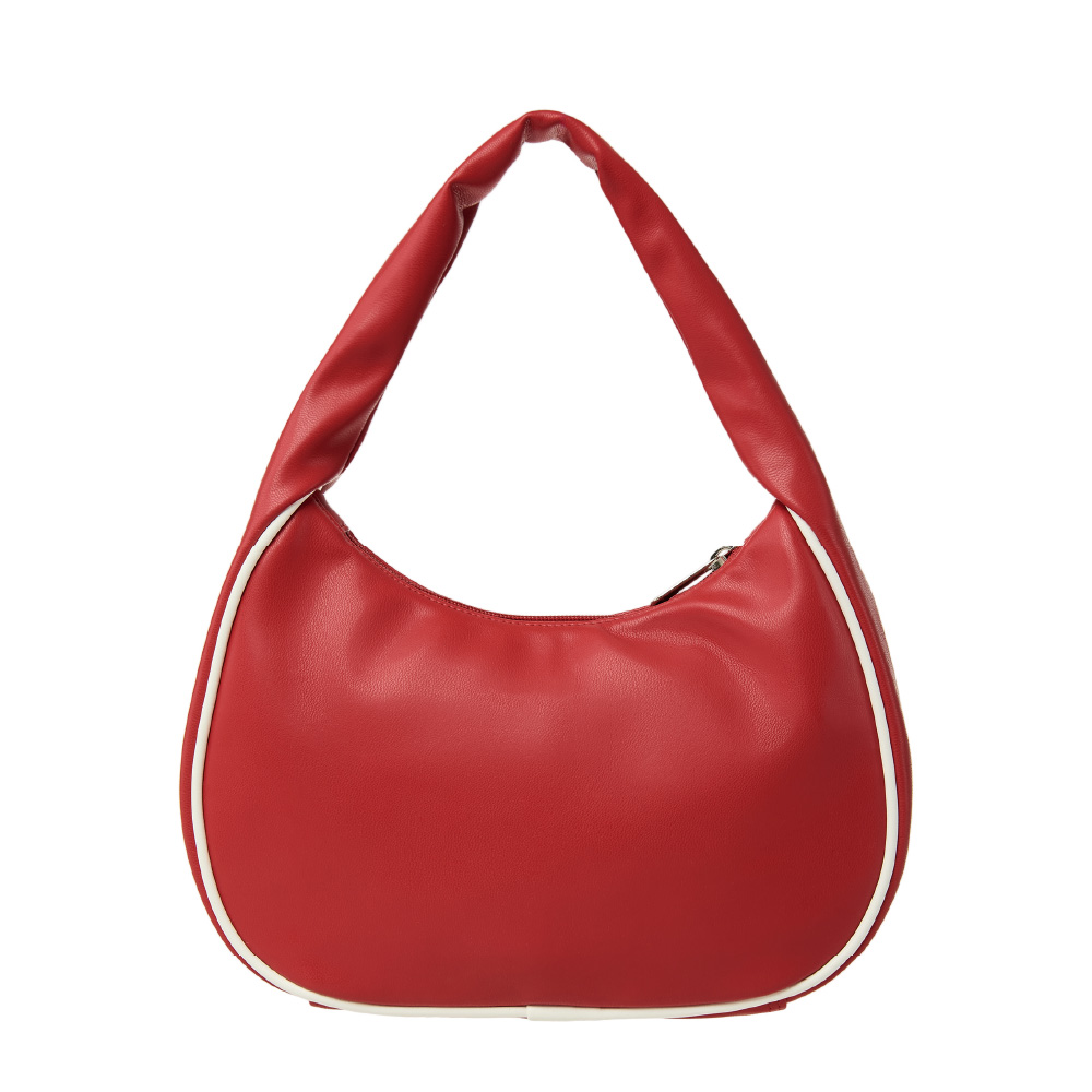 ★EMIS★ EMBOSSED LOGO HOBO BAGRED m1037_1428627 EMIS EMBOSSED LOGO HOBO BAG