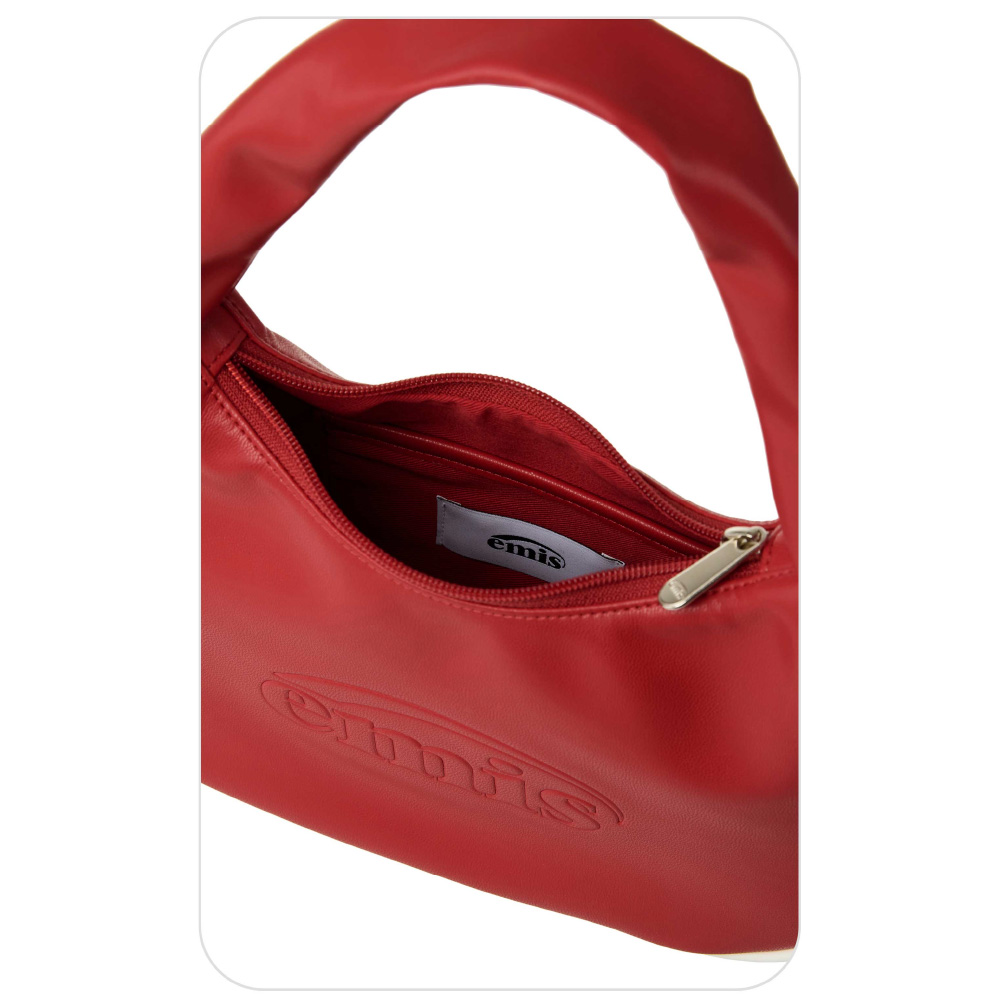 ★EMIS★ EMBOSSED LOGO HOBO BAGRED m1037_1428627 NEW ENAMEL HOBO BAG-MAGENTA - EMIS