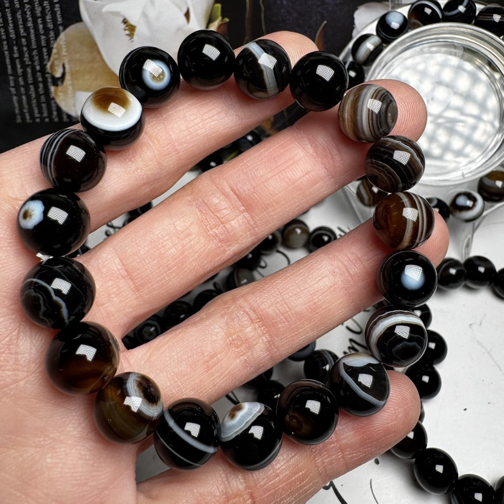 千奇國際精品】千層帶眼瑪瑙天珠款式6 天珠千層瑪瑙手珠10mm手圍16公分