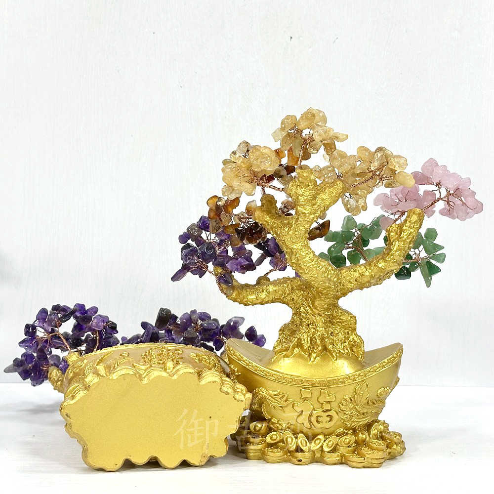 御古齋】天然五色水晶黃水晶紫水晶粉水晶元寶招財樹元寶樹發財樹招財進