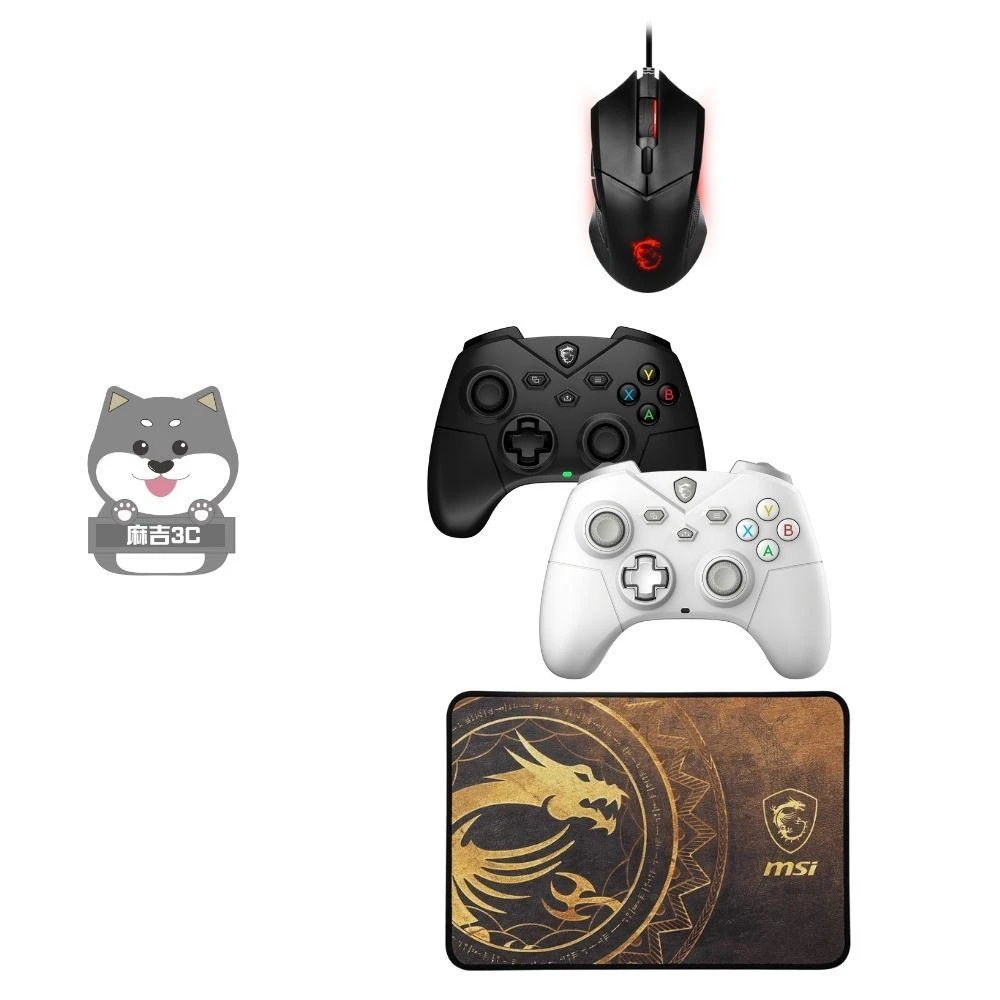 【MSI 微星】▲周邊組合▲ GC300 無線電競搖桿 + GM08 電競滑鼠 + GD21 電競鼠墊 組合包