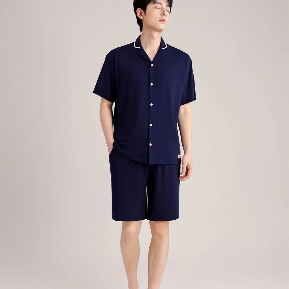 Hygieia天絲莫代爾+棉男性居家休閒短袖睡衣套裝