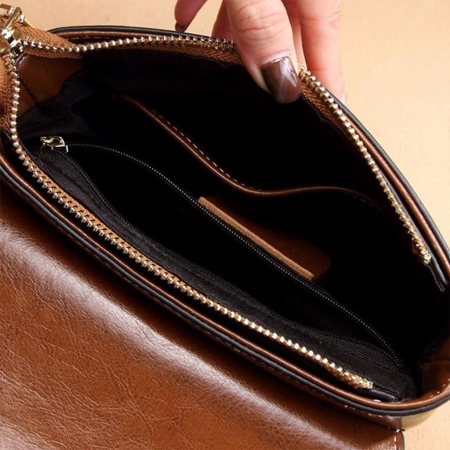 LEESA】復古包包\真皮包包\油蠟牛皮\女包\斜背包\側背包\皮革小包\側