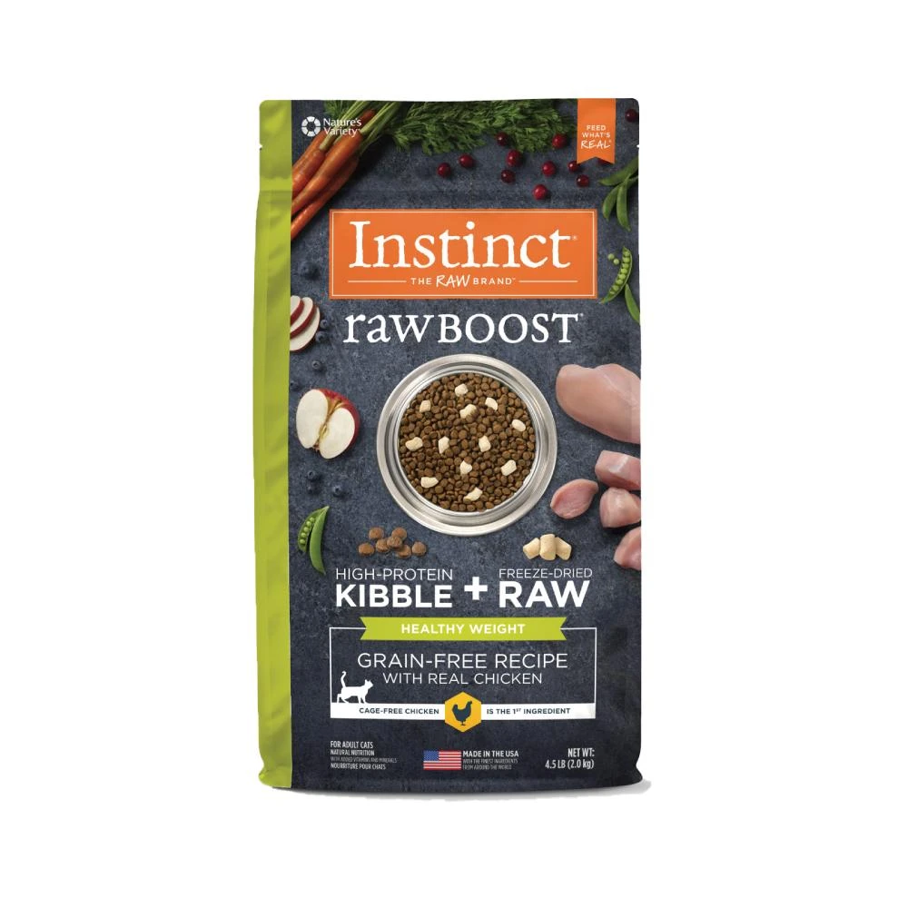 【Instinct 原點】健康減重低脂雞肉凍乾成貓配方 4.5磅/10磅 雞肉無榖 皇極鮮雞 低敏 Instinct 本能 飼料