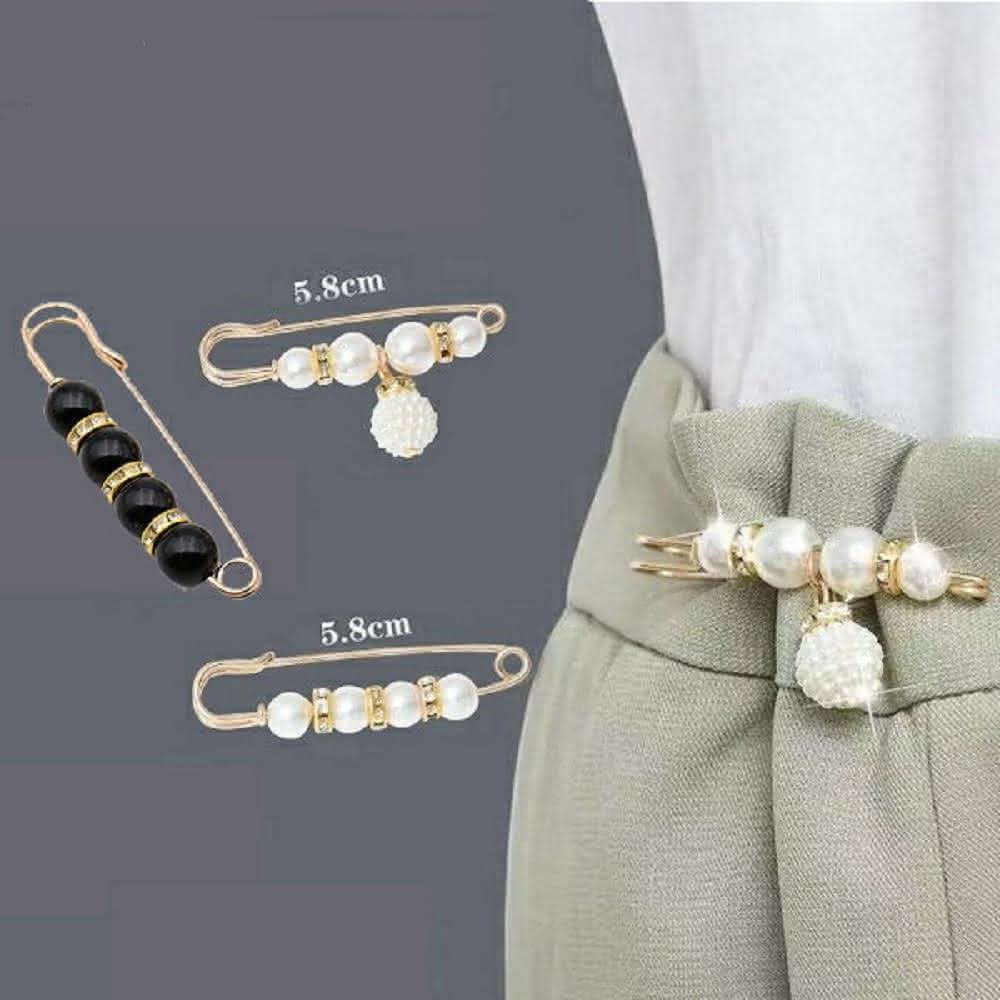 Shiny 藍格子】仿珍珠裝飾安全別針收腰扣/防走光衣服扣外套扣21A67(服飾配件)