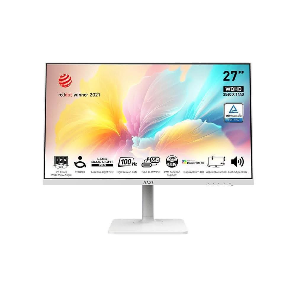 【MSI 微星】Modern MD272QXPW 平面商務螢幕 白色(27型/2K/IPS/100Hz/減藍光/KVM)