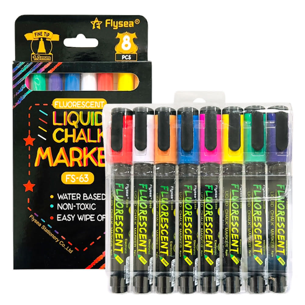 水性液體粉筆｜水粉筆 液態粉筆 擦擦筆 電子黑板螢光筆 無塵粉筆 燈板筆 玻璃黑板筆 塗鴉筆 8色盒裝