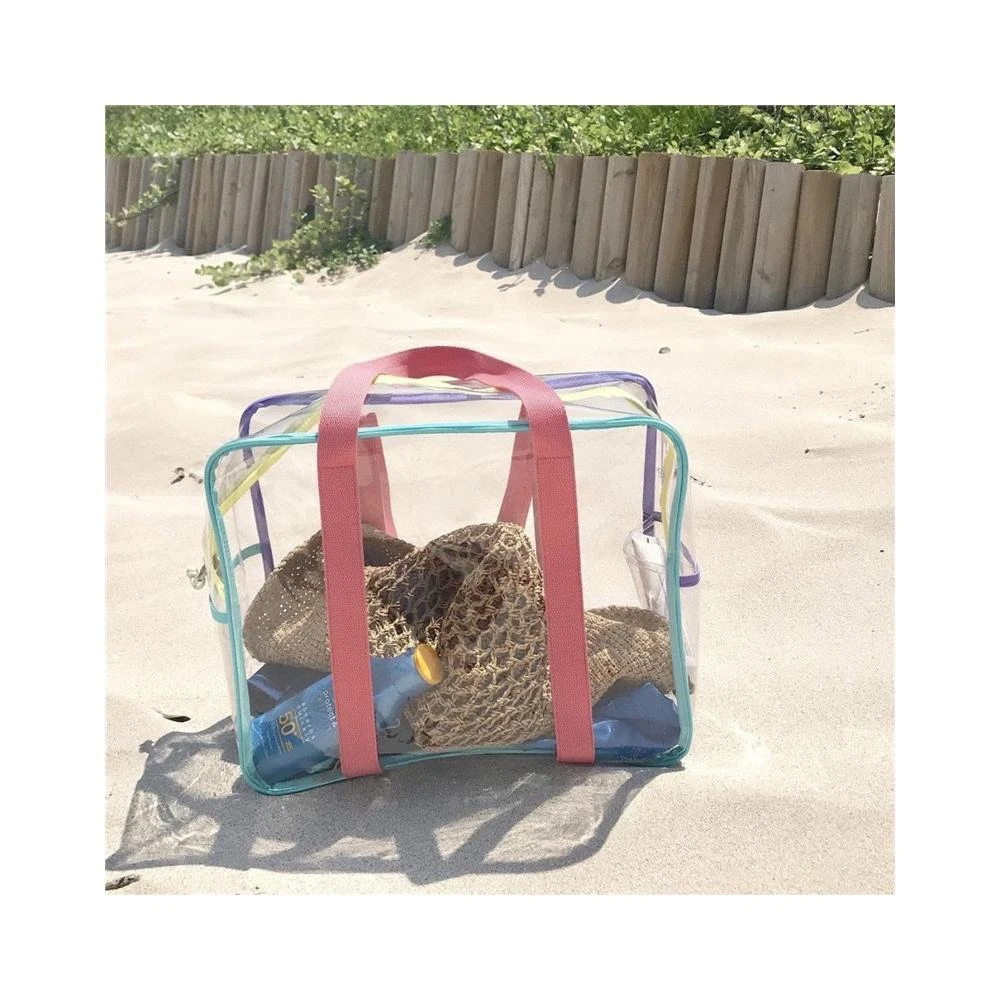 甜美透明果凍手提袋 購物袋 果凍包 防水收納袋 游泳袋 防水袋 戲水 游泳透明防水沙灘包