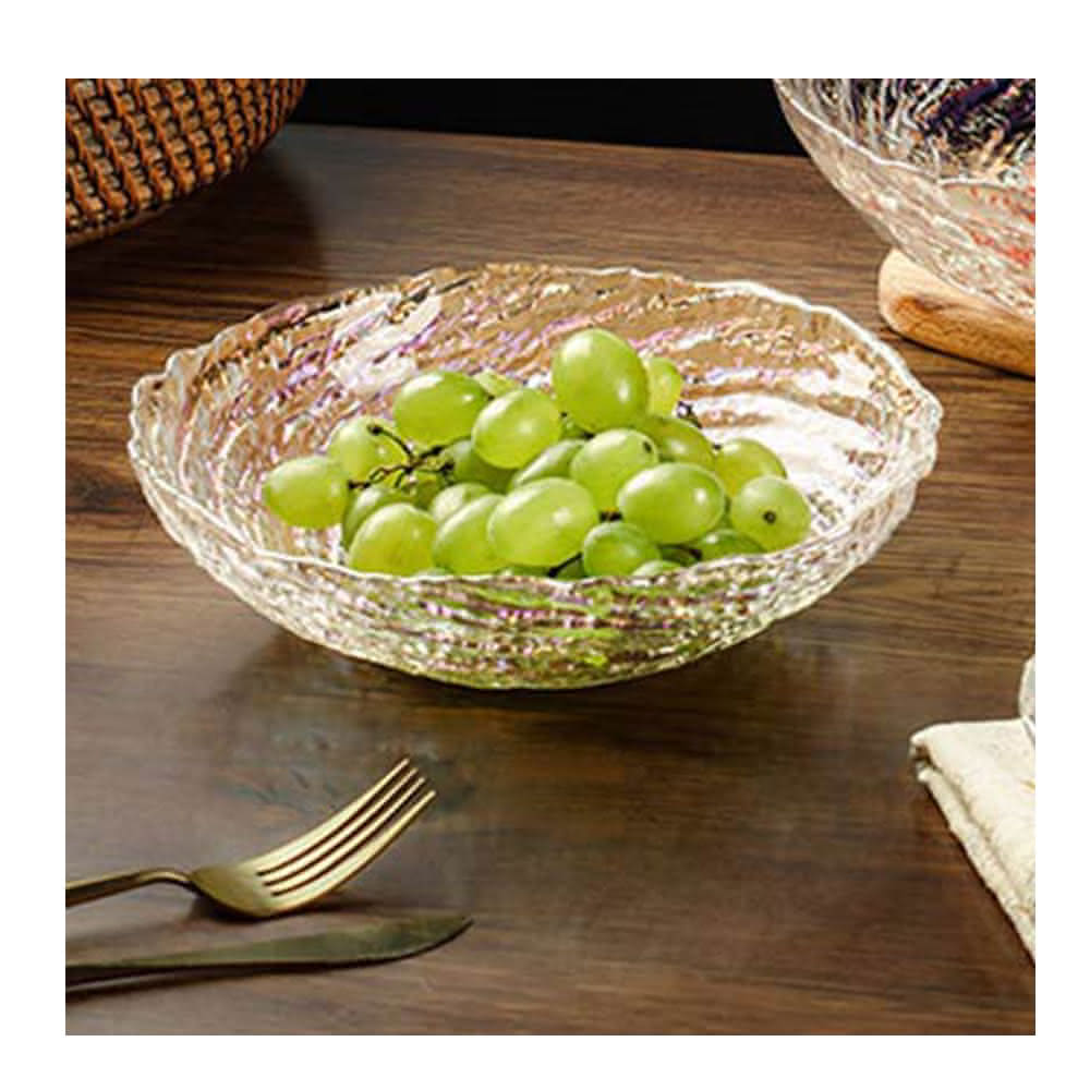 【好拾物】日式炫彩玻璃碗20cm 沙拉碗 日式玻璃碗 透明水晶盤 水果盤