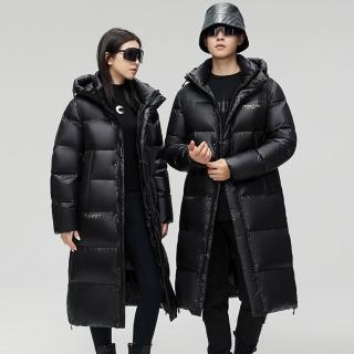 【米蘭精品】現貨+預購 真羽絨90%白鴨絨羽絨外套羽絨衣夾克-保暖防寒過膝長款連帽禦寒男女外套74gs5