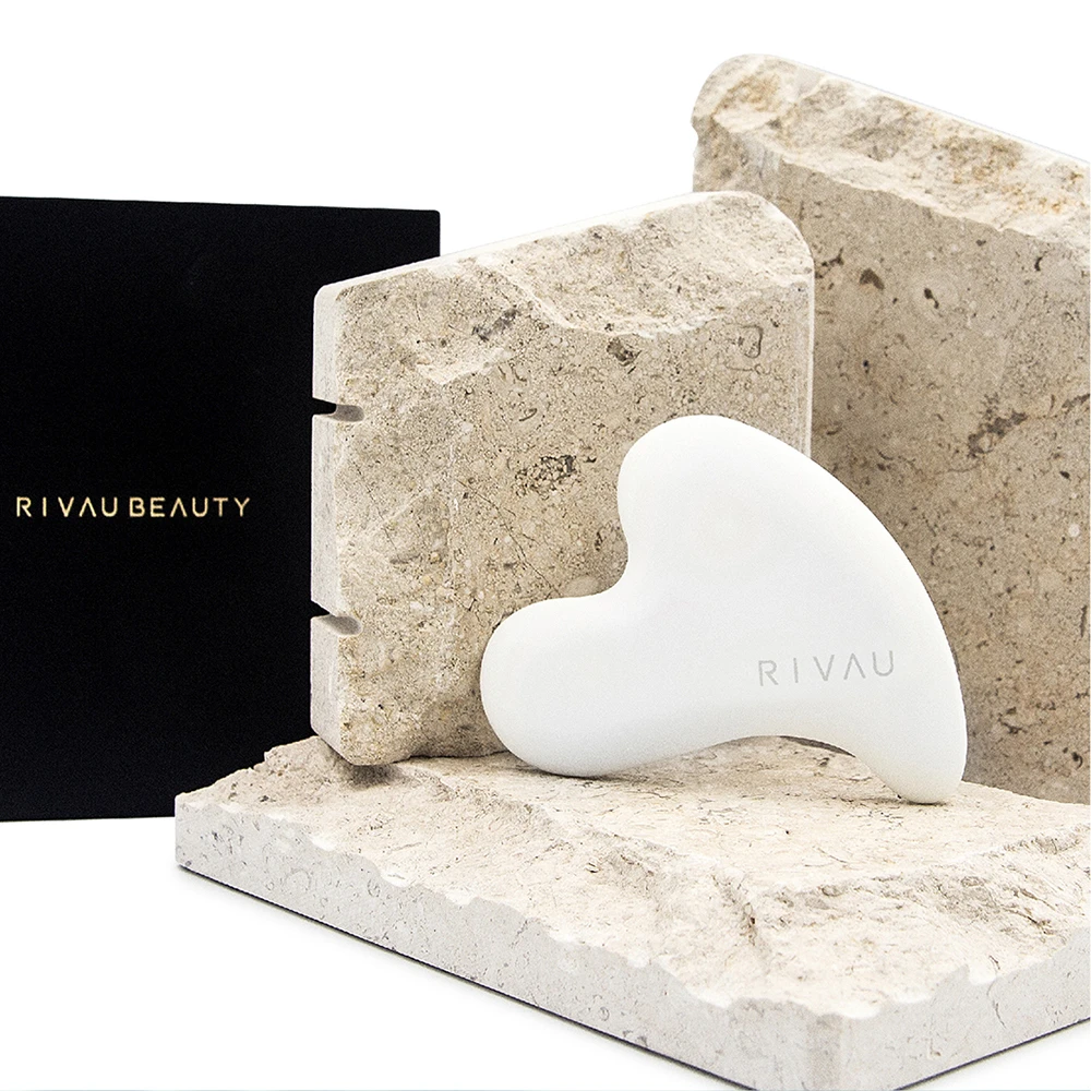RIVAU BEAUTY 臉部醒膚陶瓷刮痧板(附贈絨布袋 按摩 陶瓷按摩板 刮痧小物 臉部刮痧 肩頸刮痧 按摩SPA)