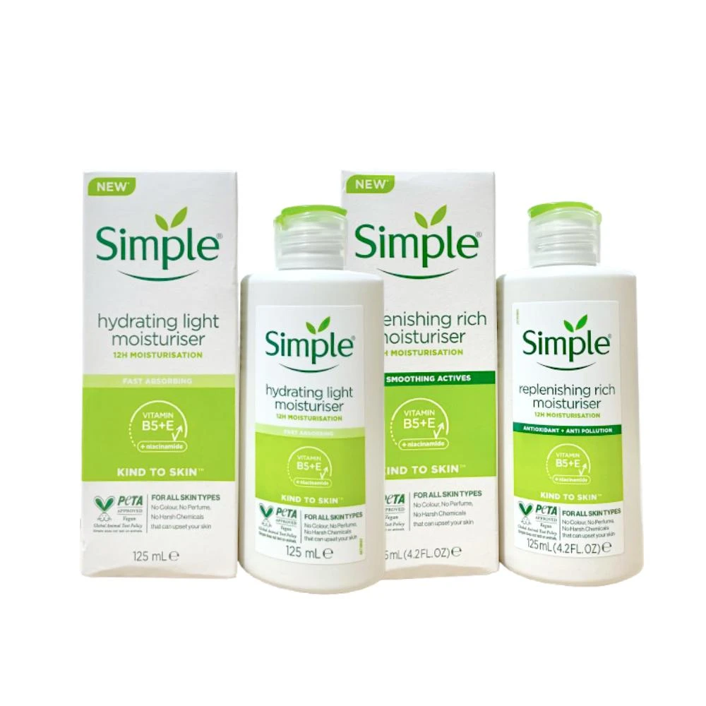 【Simple】潤澤修護乳液 清爽款hydrating light / 滋潤款Replenishing Rich 125ml x2