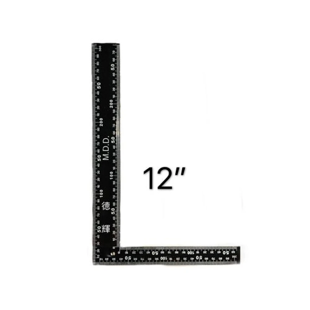 專業 黑角尺 12吋 木工角尺 寬板 鐵工角尺 木工角度尺 L型鐵尺  中崙五金