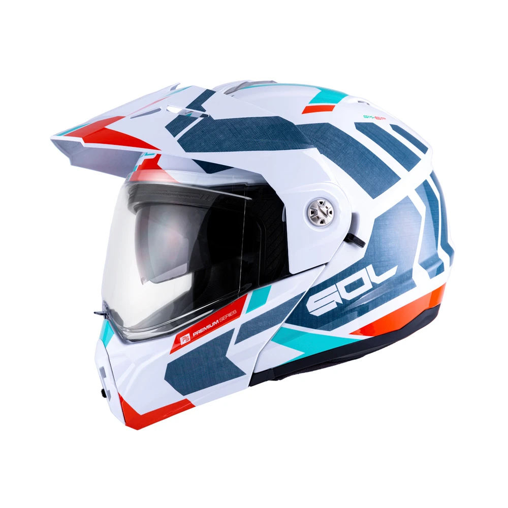 【SOL】SM-6P複合可掀式安全帽 前衛者_白/藍橘｜SOL安全帽官方商城(可樂帽｜汽水帽｜雙D扣｜內墨片｜藍芽耳機槽)