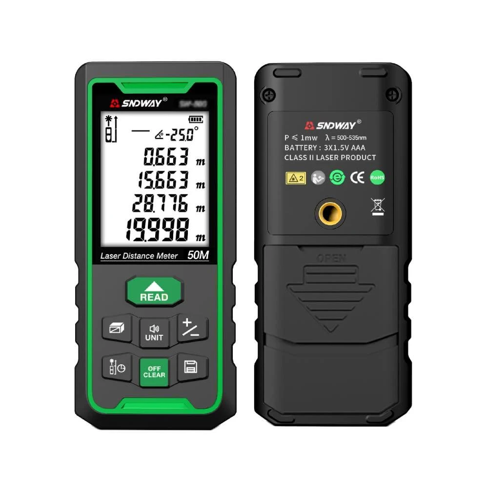 SNDWAY 綠光測距儀 語音款50M(綠光測距儀 雷射測距儀 測距儀 雷射尺 電子尺 量距機 捲尺)