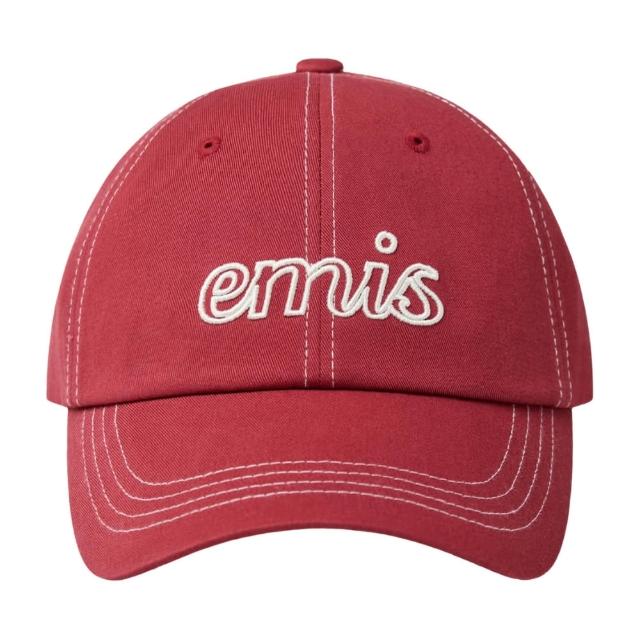 ★EMIS★ LETTERING LOGO WHITE STITCH BALL CAPPINK m1037_1477 emis LETTERING LOGO WHITE STITCH BALL CAP | WY Store