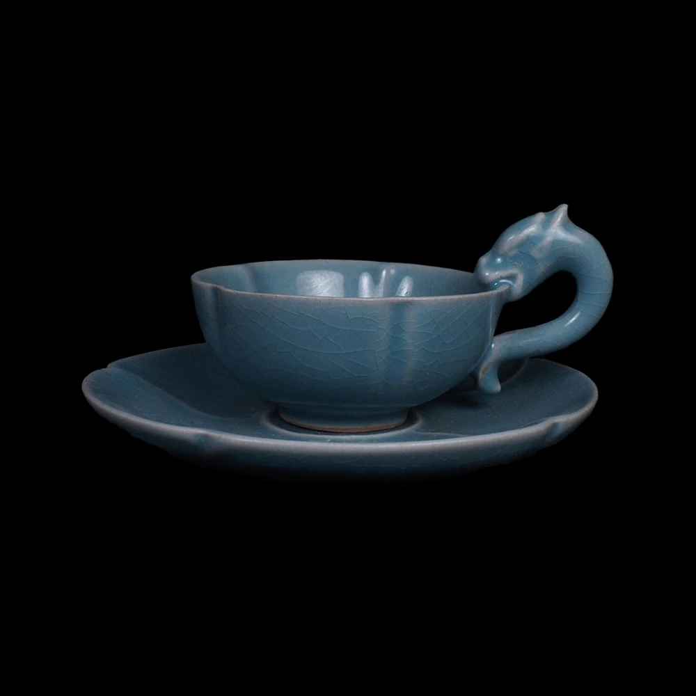 博古珍藏》宋汝窯天青釉茶壺老件茶具瓷器博物館級文物