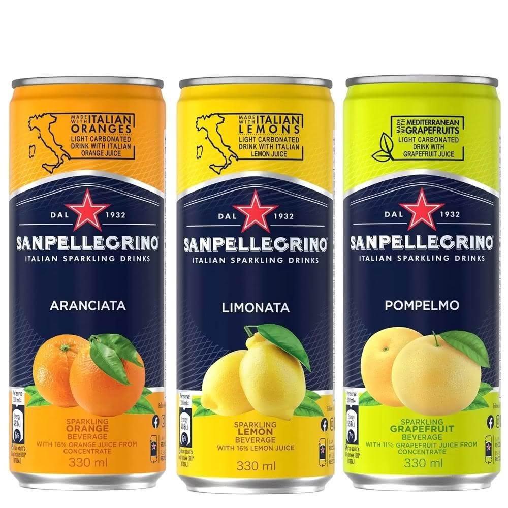 【S.Pellegrino 聖沛黎洛】5Cgo.氣泡水果飲料 甜橙口味 檸檬口味 葡萄柚口味 330毫升 X 24罐 #108310 #108311 #1083