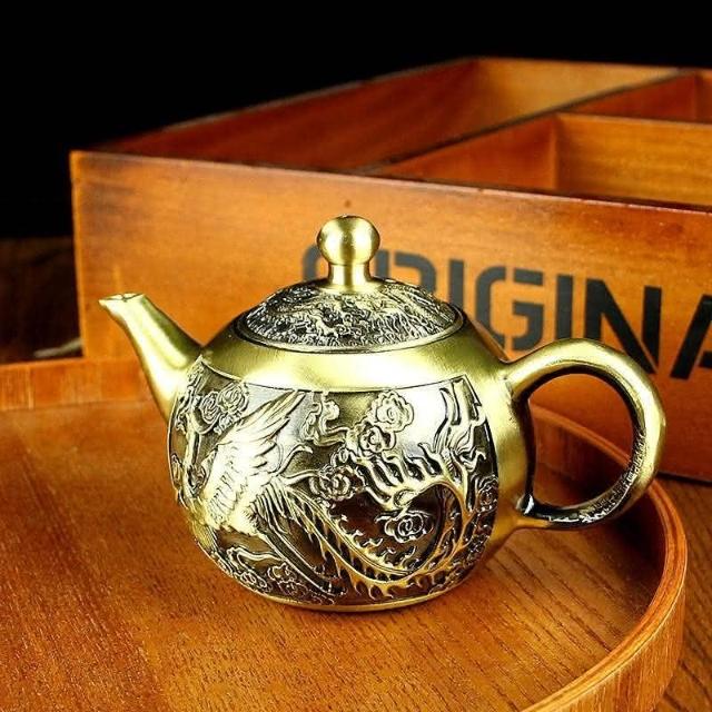 銅製 龍鳳呈祥茶壺 茶道具 香道具 装飾品 工芸品 置物 銅器 重工 彫刻 龍鳳茶壺 茶杯 茶道具 工芸品 置物 - メルカリ