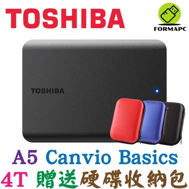 搭 硬碟收納包  Toshiba 東芝 Canvio Basics A5 黑靚潮Ⅴ 4T 4TB 2.5吋 外接式硬碟 行動硬碟 隨身硬碟