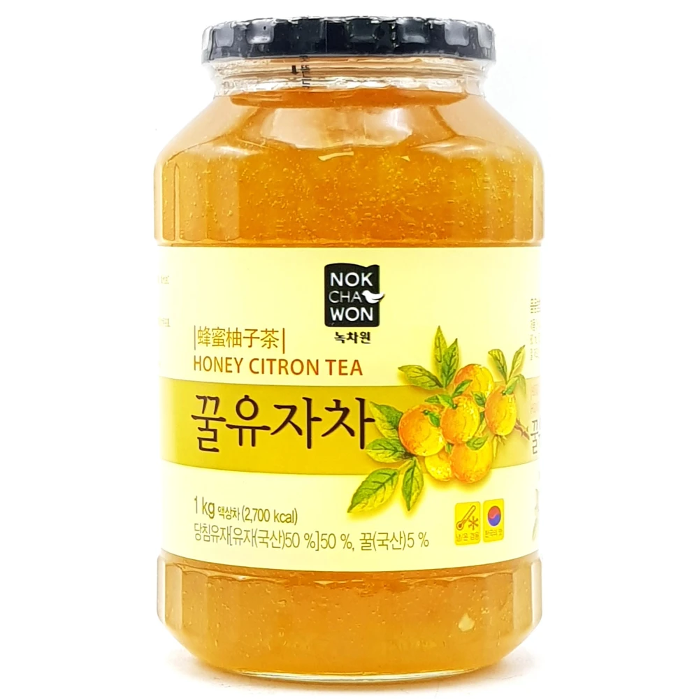 【CHARA 微百貨】韓國 綠茶園 蜂蜜 柚子茶 1kg 玻璃罐裝