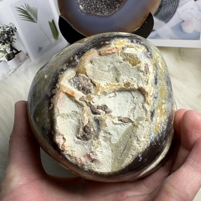 千奇國際精品】爆閃143號1027公克♥️全拋光糖霜滿天星瑪瑙聚寶盆瑪瑙晶洞