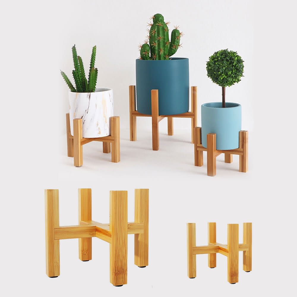 威揚購物】十字花盆架大號盆栽架（19*16公分）(陽臺落地式花架竹製盆栽