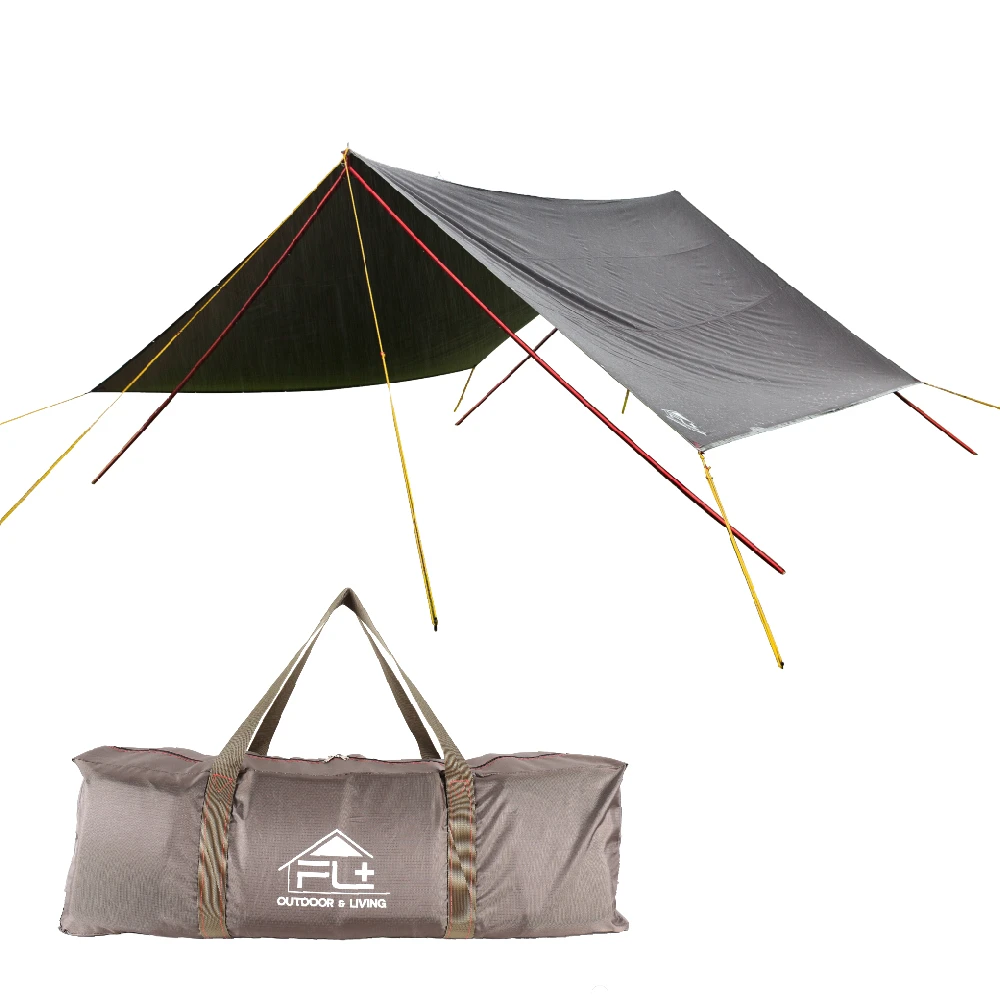 【FL 生活+】超值18件組-超抗拉防曬方型天幕5*8.6公尺送天幕收納袋+營繩組+營柱組/防水防風/隔熱/抗UV