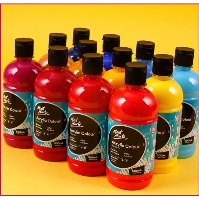 【Mont Marte 蒙瑪特】蒙瑪特壓克力顏料-500ml 澳洲 Mont Marte 蒙馬特 無毒廣告顏料 DIY 油畫顏料 流體畫 丙烯酸顏料