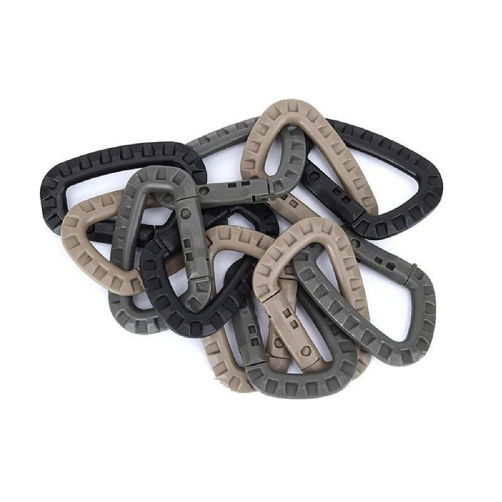 野戰搖滾-生存遊戲 大型多用途D型掛勾、掛扣、扣具 黑色、沙色、綠色 登山扣可搭配戰術背包掛扣