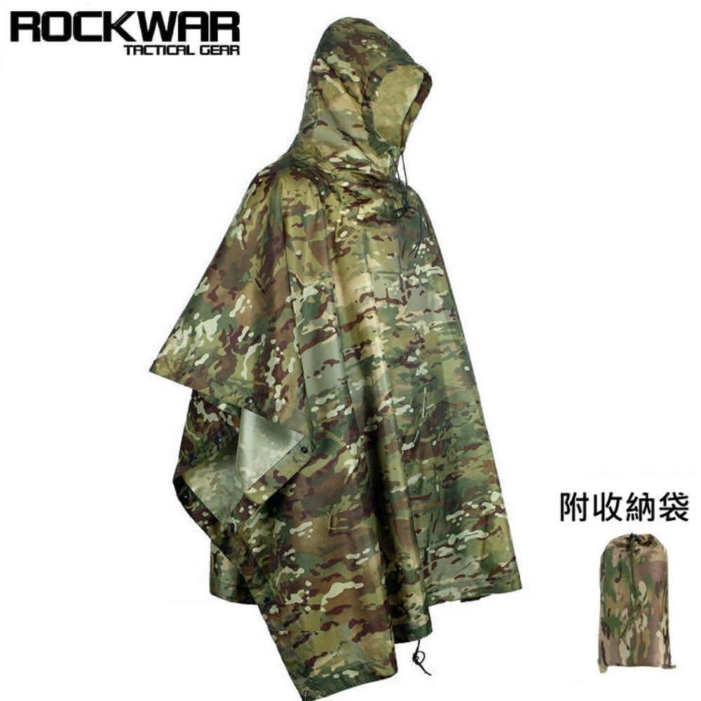 迷彩　雨衣 野戰搖滾ROCKWAR 幽靈多地形迷彩雨衣(CP迷彩Multicam雨披背包