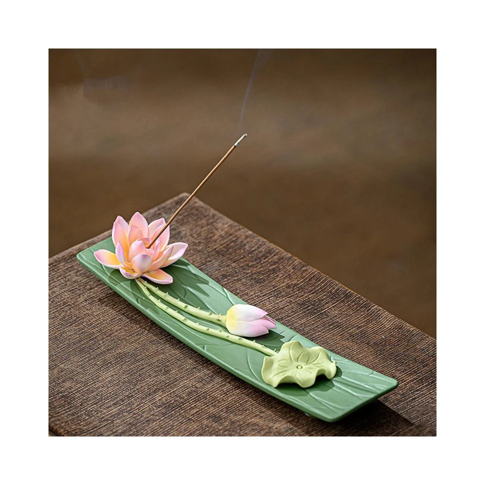 喜可xekoro陶瓷手工蓮花線香插香座禪意薰香爐荷花設計托盤底座茶道室內擺件