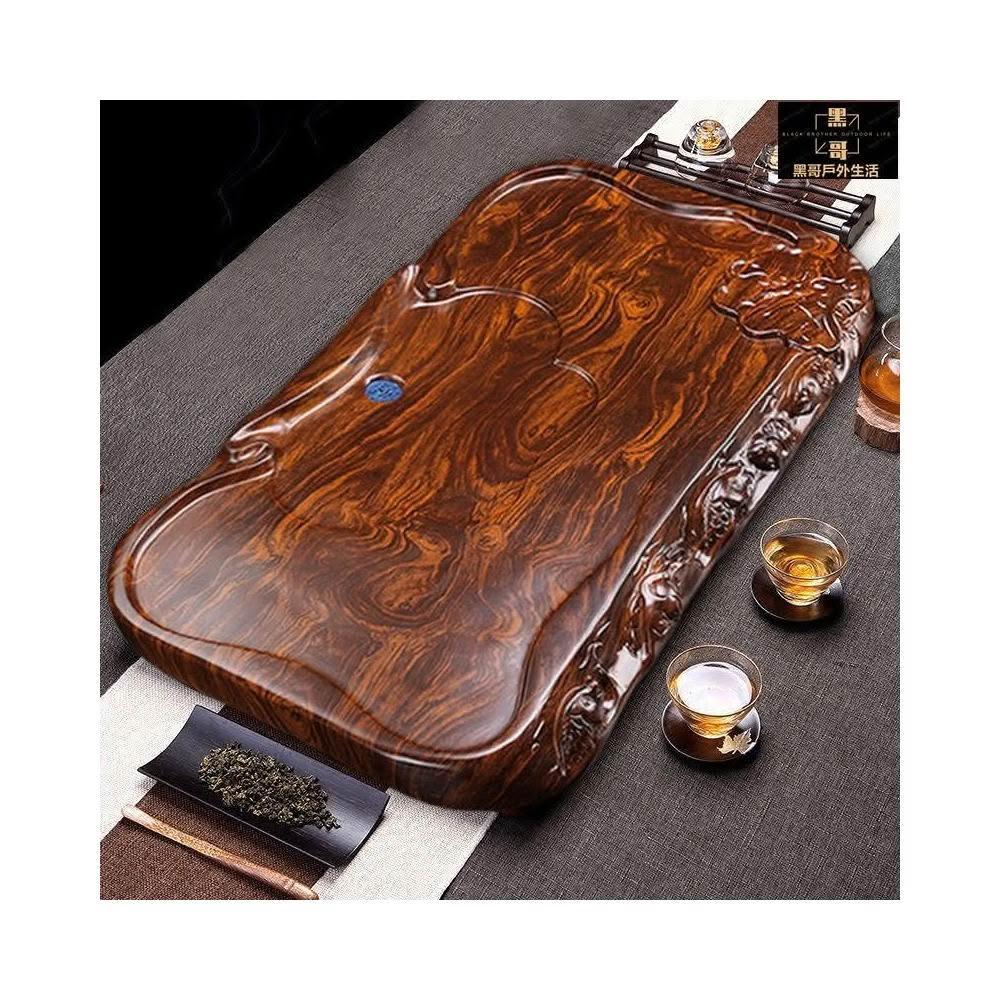 N0782A8 木彫茶卓 座卓 木彫り花紋樣 茶台 花台 香炉台 盆栽台