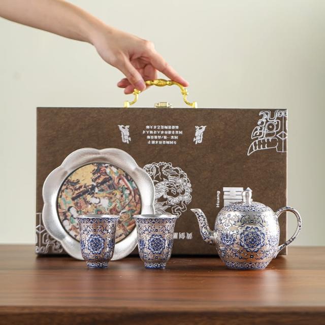 大師純手工高端999純銀茶具套裝一壺二杯家用喬遷節日伴手送禮品