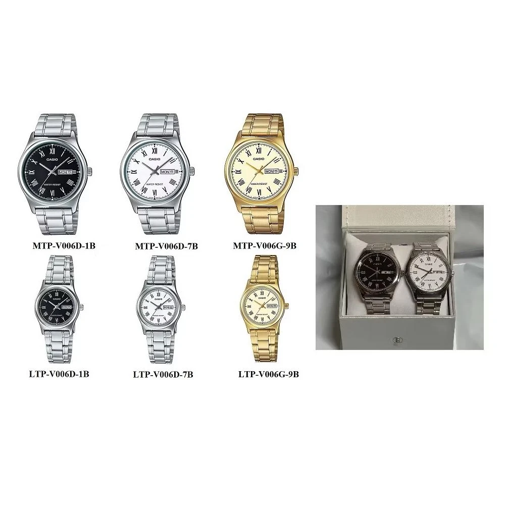 【CASIO 卡西歐】KARAFURU CASIO 日期星期顯示 不鏽鋼錶帶對錶 MTP-V006D /G LTP-V006D /G