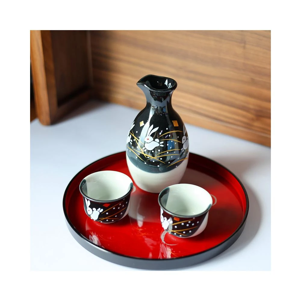 日本進口清酒杯酒具禮盒日式手繪櫻花一壺兩杯套裝家用陶瓷燒酒杯