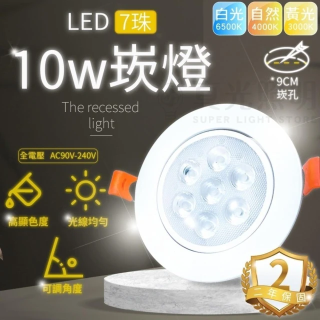 熱銷款 重新回歸   LED 崁燈  9.5cm崁孔 7珠10W/12珠15W 全電壓 崁射燈 筒燈 天花燈 含變壓