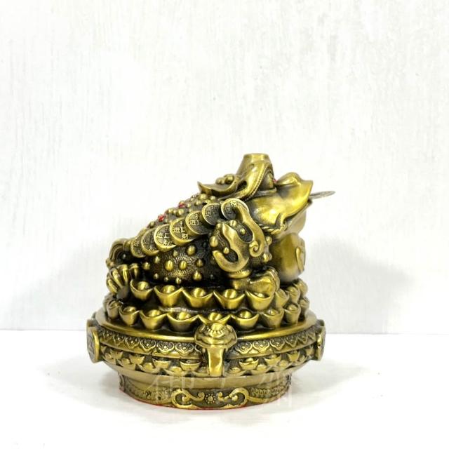 御古齋】黃銅精雕金蟾招財七星三腳蟾蜍財源廣進招財進寶銅工藝風水開運