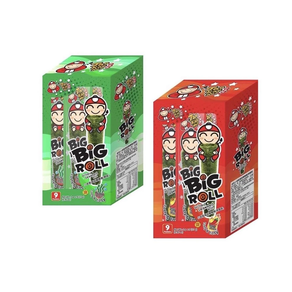 小老闆 海苔卷海苔捲盒裝原味/辣味/bbq 9條 共27g泰國