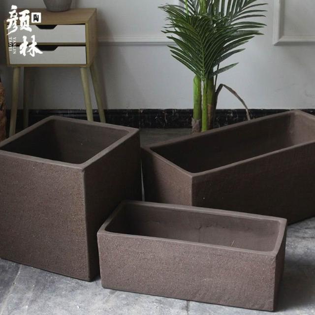 長方馬槽紫砂鉢 色絵釉水牡丹小葉勒竹盆 大盆栽 小盆栽 長方形紫砂花盆陶瓷馬槽四方盆景盆栽造景拼盤特價清倉包
