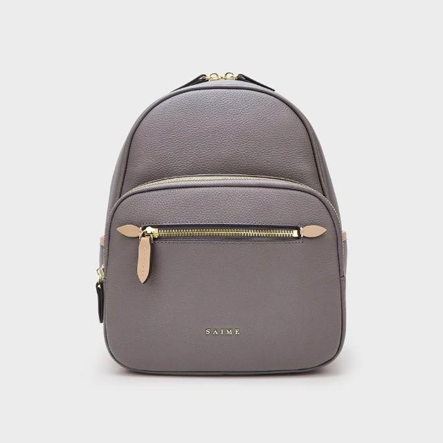 ★S'AIME☆頭層真皮雙口袋後背包 レザーバックパック/送料込 S'AIME 頭層真皮後背包-S'AIME東京企劃