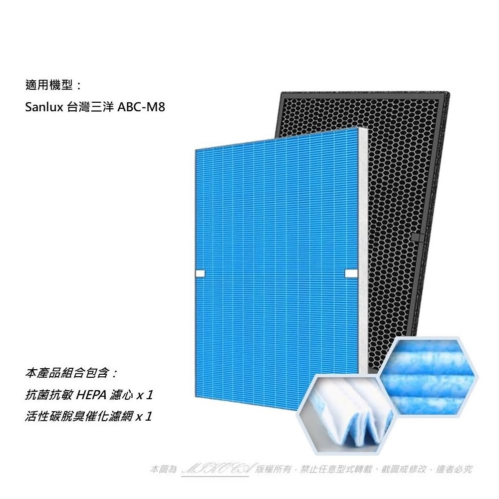  SANLUX臺灣三洋 CAFT-M8HC HEPA濾網專為ABC-M8空氣清淨機設計，提供高效HEPA過濾技術，有效捕捉PM2.5、花粉、灰塵等微粒，改善室內空氣品質。產地中國，新品包裝1入，無保固（僅新品瑕疵保障）。適合追求健康生活的家庭使用，提升空氣清淨效果的理想替換配件。 
