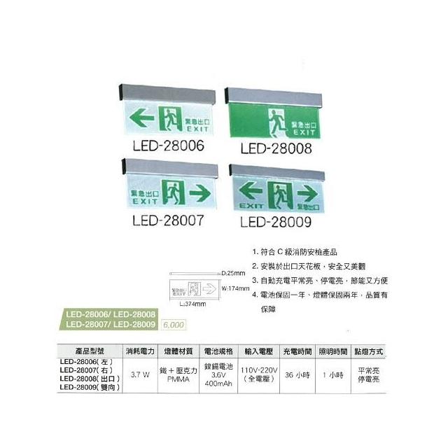 【DanceLight 舞光】LED 逃生指示燈 向左/向右/出口/雙向 全電壓 緊急出口指示標 緊急出口 逃生口告示牌 逃生口 燈后