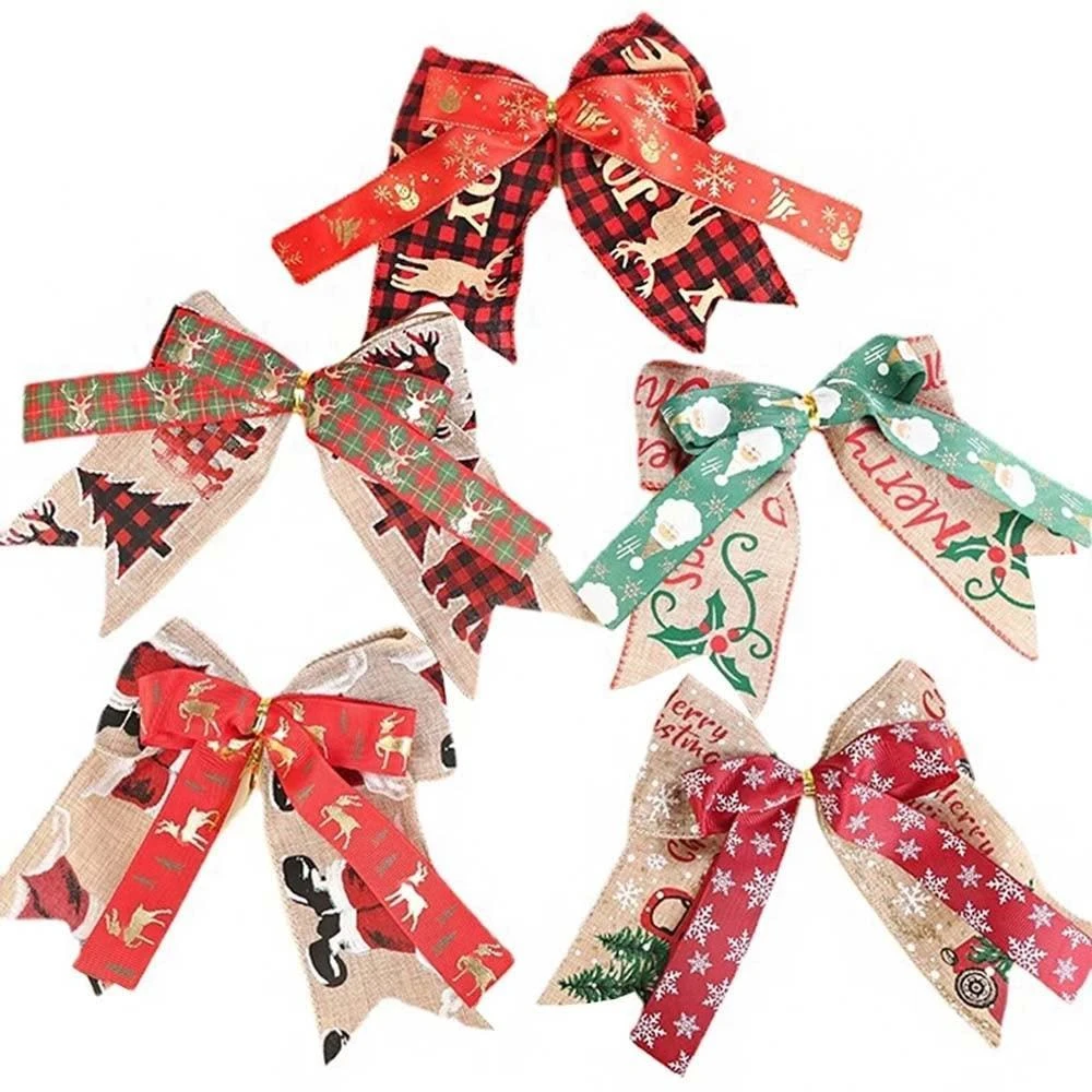 聖誕大蝴蝶結 ( 聖誕節 麻布 蝴蝶結  禮品裝飾 禮物盒 聖誕樹 佈置 派對活動 小道具 手作材料 聖誕 耶誕 )