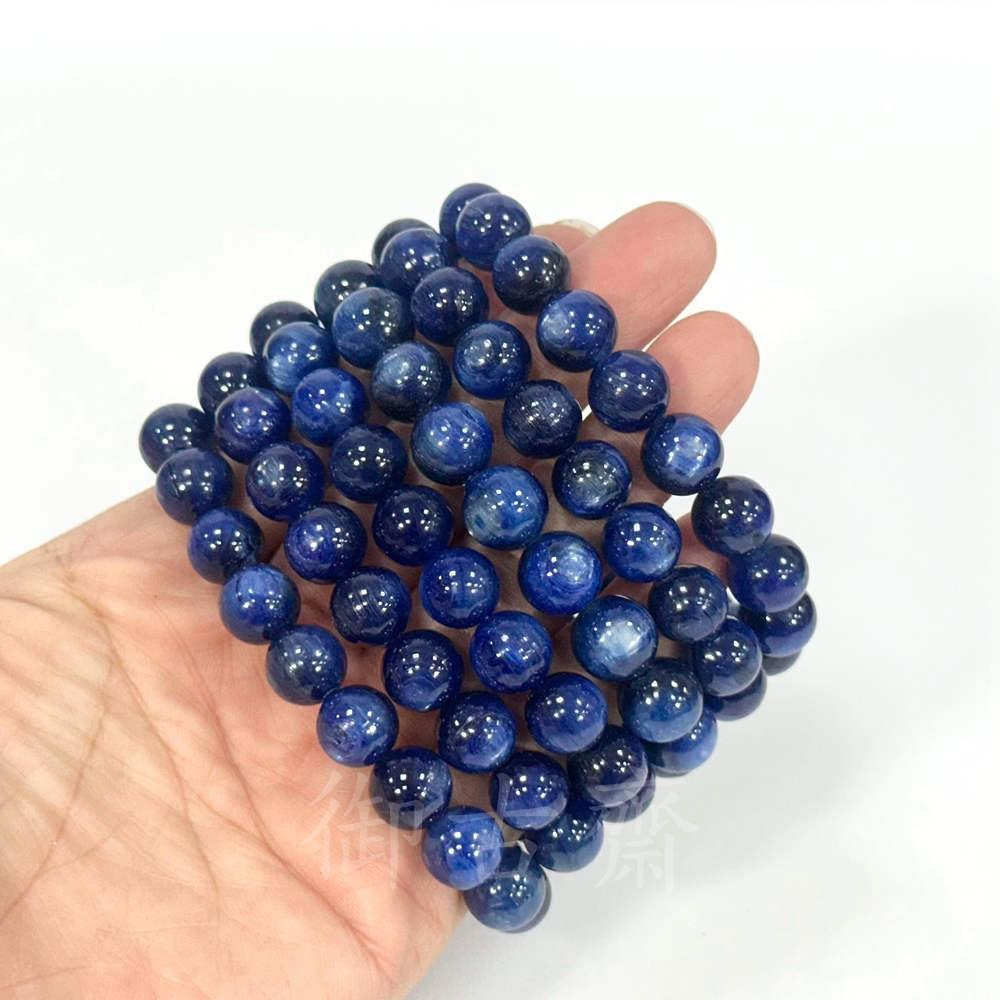 御古齋】一級天然藍晶石10mm 手珠手鍊閃耀貓眼藍晶石正能量安穩