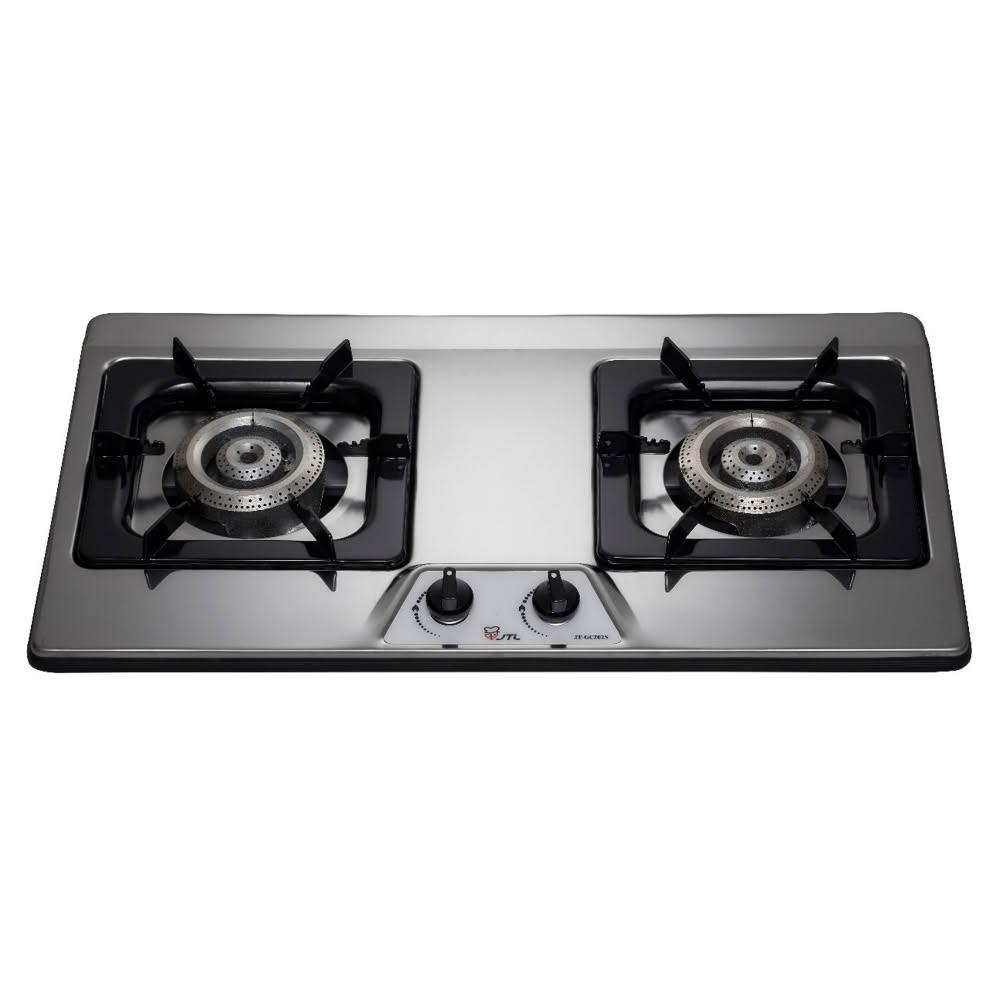 【喜特麗】(全省安裝)二口不鏽鋼檯面爐瓦斯爐桶裝瓦斯JT-GC202S-LPG