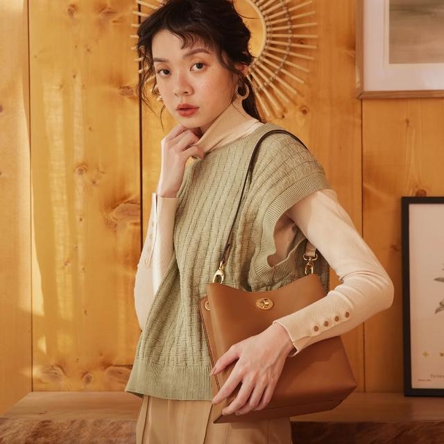 S'AIME】SAIME 東京企劃雙背帶橢圓轉釦小水桶包(S)