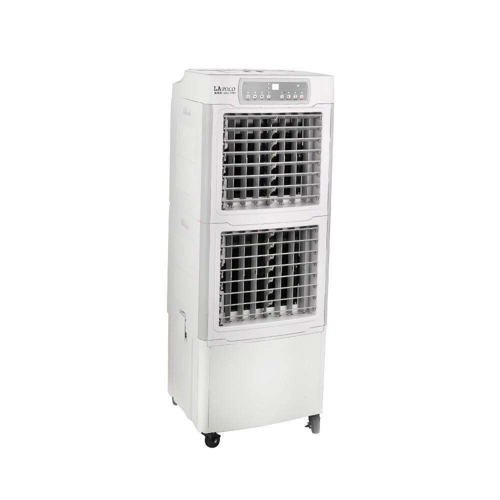 LAPOLO藍普諾 LA-45L320W 瞬冷雙開冰涼扇，採用45L大水箱設計，提供長效水冷霧化降溫效果，3段風速調整與3片式風扇葉，帶來舒適自然涼風。白色系外觀，尺寸約47×38×127.5cm，重量21.5kg，320W功率，110V/60Hz供電，2.2米電線長度，1年保固。中國製造，適合夏季家庭使用，提升居家涼爽體驗。